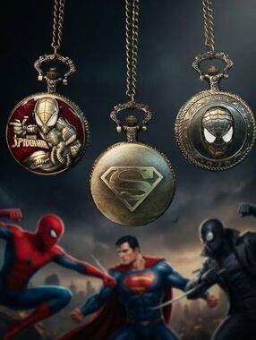 Superman OR Spider Man Pocket Watch Choose 1